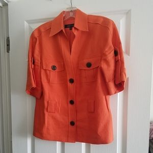 Anne Klein Orange Short Sleeve Button Down Shirt